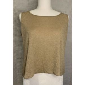 Women's Gold Shimmer Evening Tank Top 90s Y2K Fashion Elegant Work Wear Night